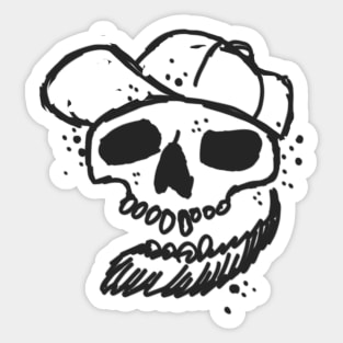 New School Skull With Beard And Ball Cap Sticker